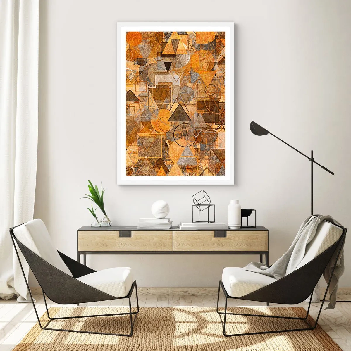 Affisch i vit ram - Värld infattad i form - 70x100 cm