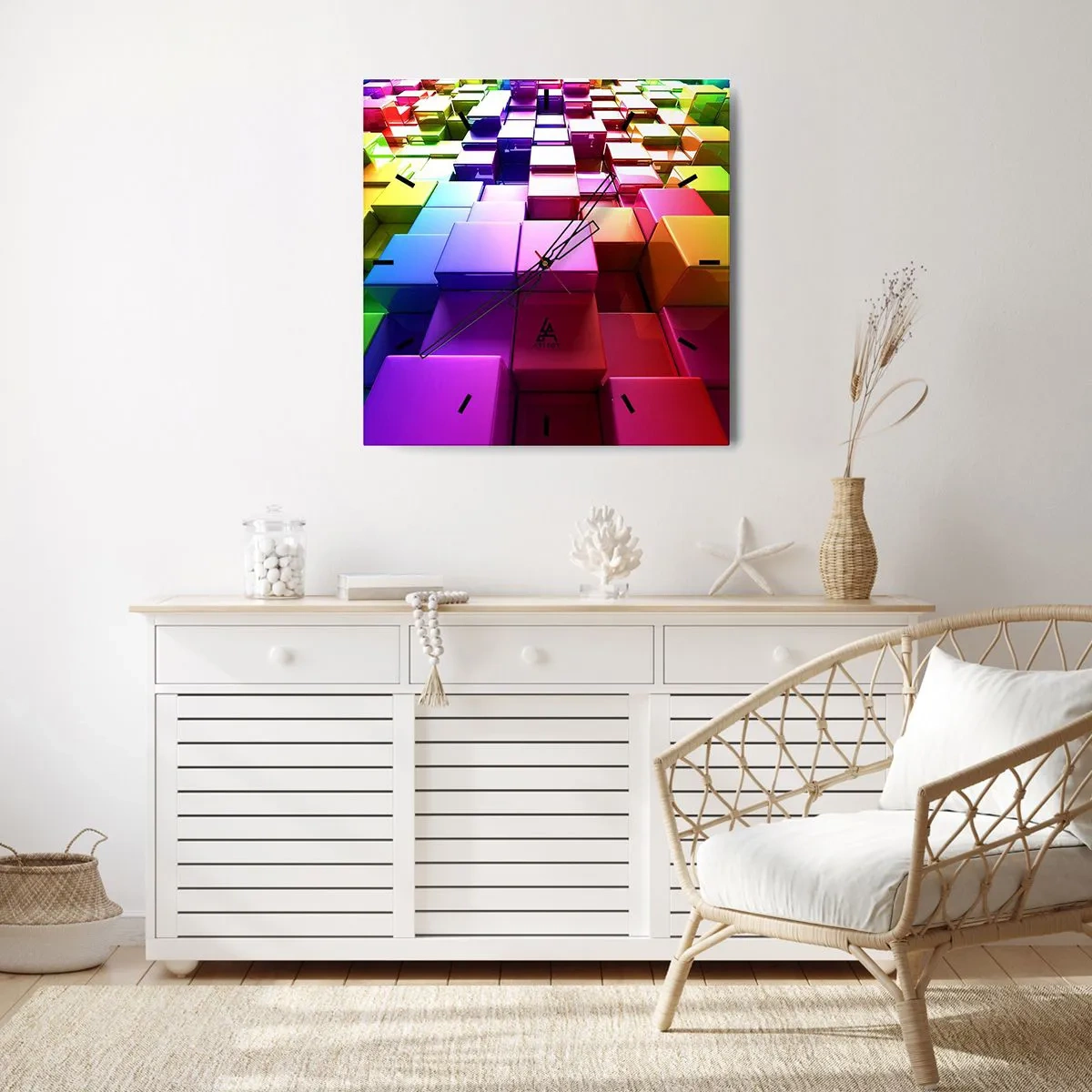 Väggklocka - Klocka på glas - Opkonst-variationer - 40x40 cm