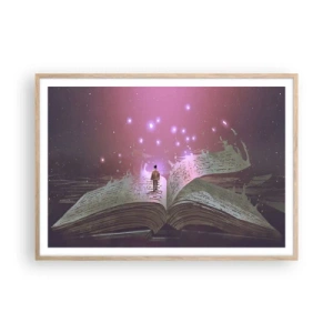 Affisch i ram av ljusek - Inbjudan till en annan värld - läs! - 100x70 cm