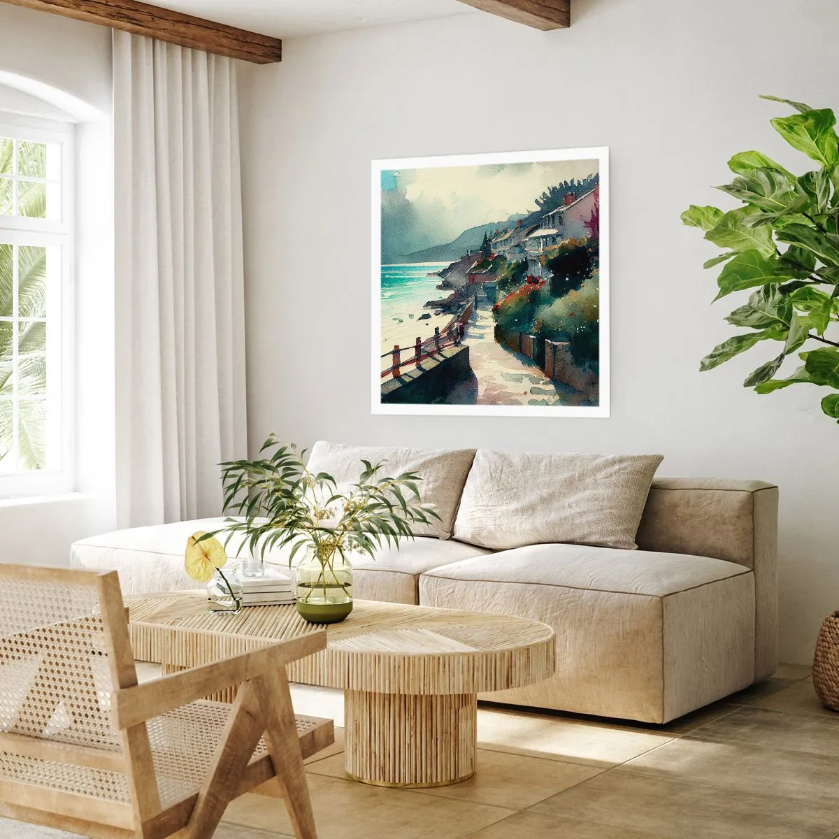 Affisch - Medelhavsstad - 60x60 cm