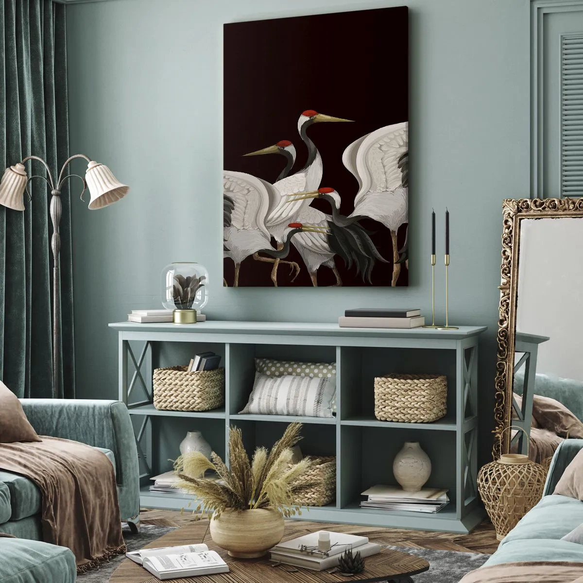 Canvastavla - Bild på duk - Fågelärenden - 65x120 cm