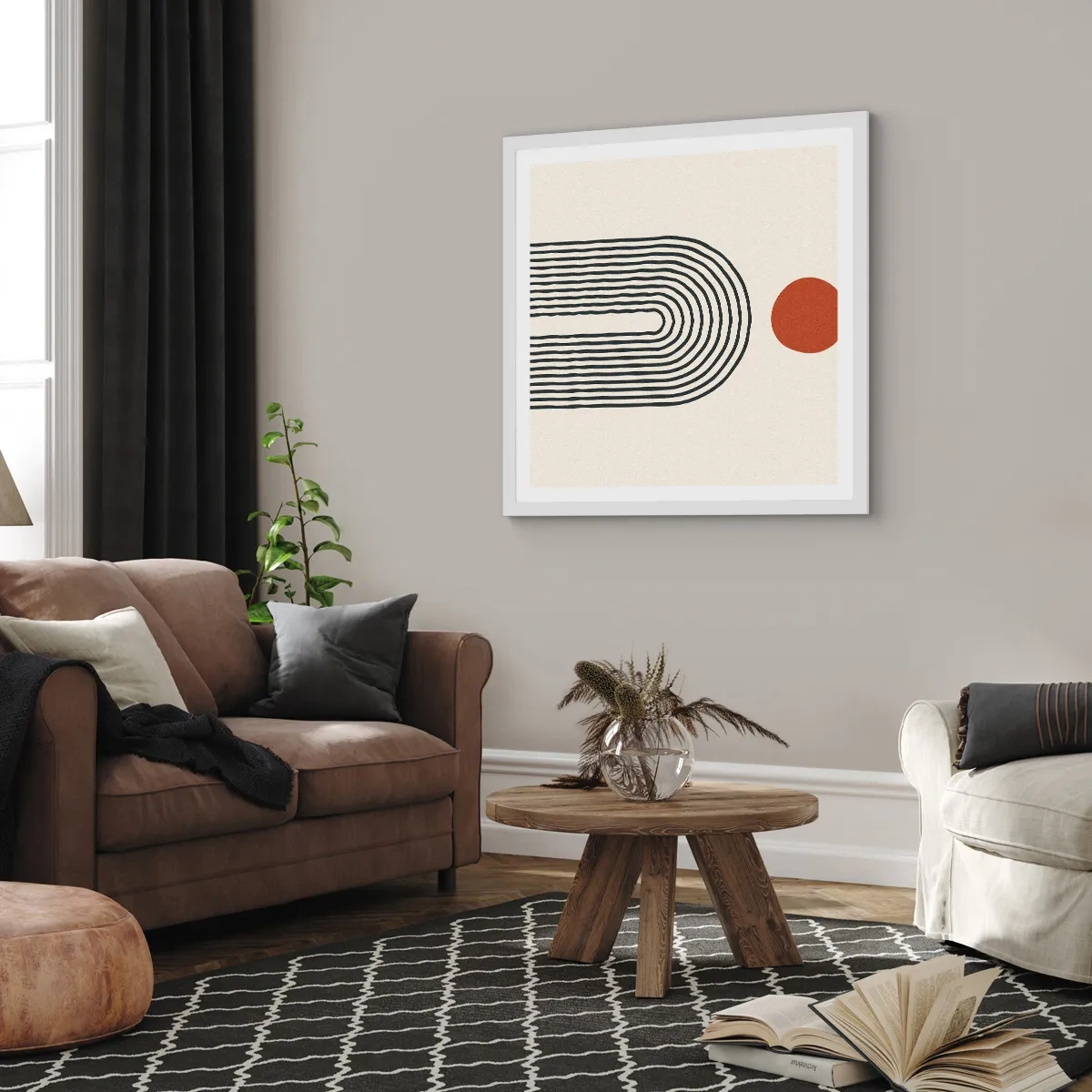 Affisch i vit ram - Formernas och färgernas magnetism - 50x50 cm