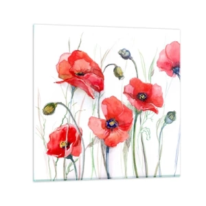 Glastavla - Bild på glas - Polska blommor - 50x50 cm