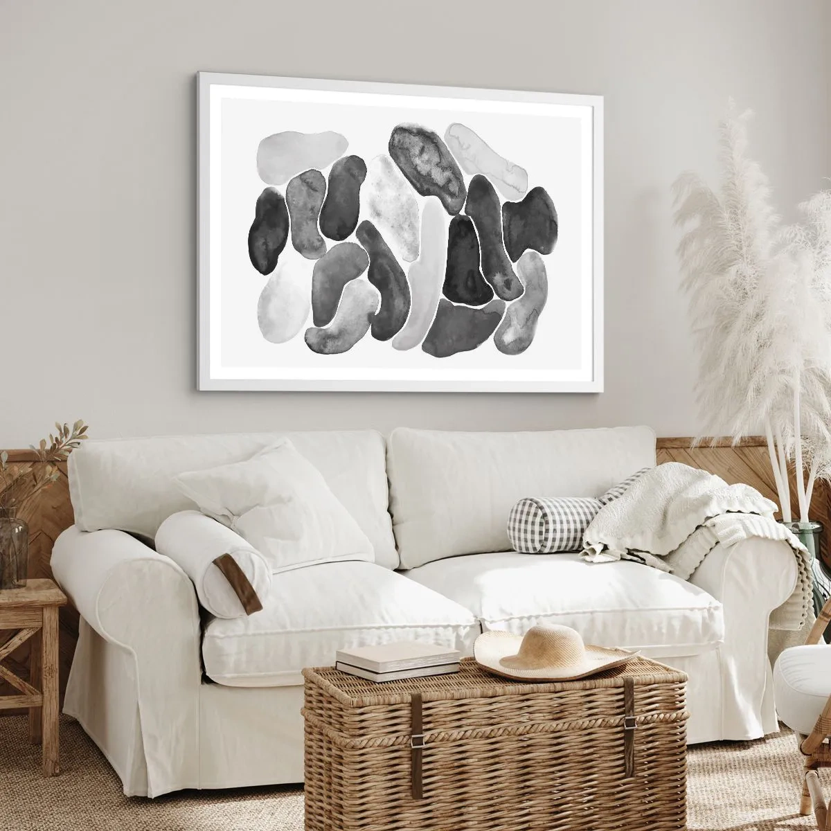 Affisch i vit ram - Stenig abstraktion - 40x30 cm