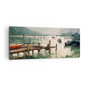 Canvastavla - Bild på duk - Täckt med smält måne - 100x40 cm