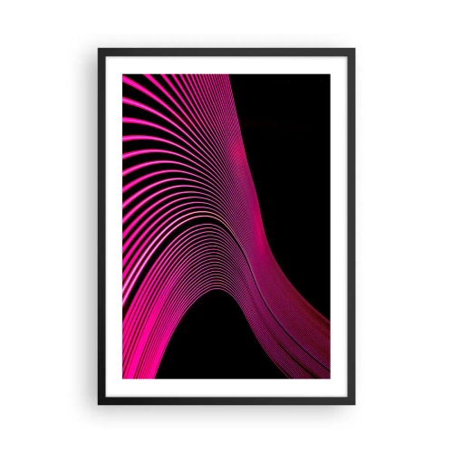 Affisch i svart ram - Dynamiska rosa linjer på svart bakgrund - 50x70cm - Ljusets allé - Modern väggdekoration för vardagsrum och sovrum ARTTOR