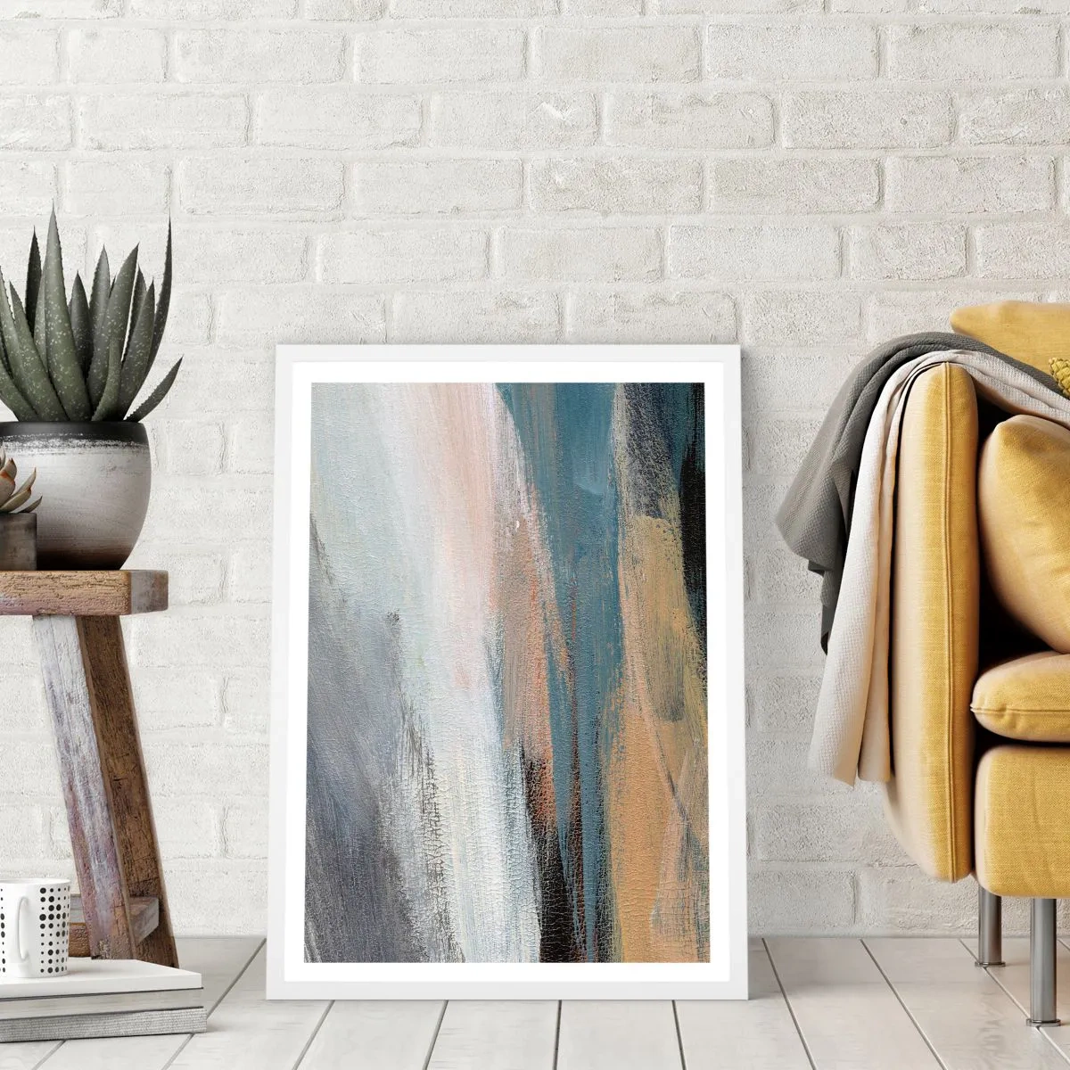 Affisch i vit ram - Abstraktion: nordligt landskap - 50x70 cm