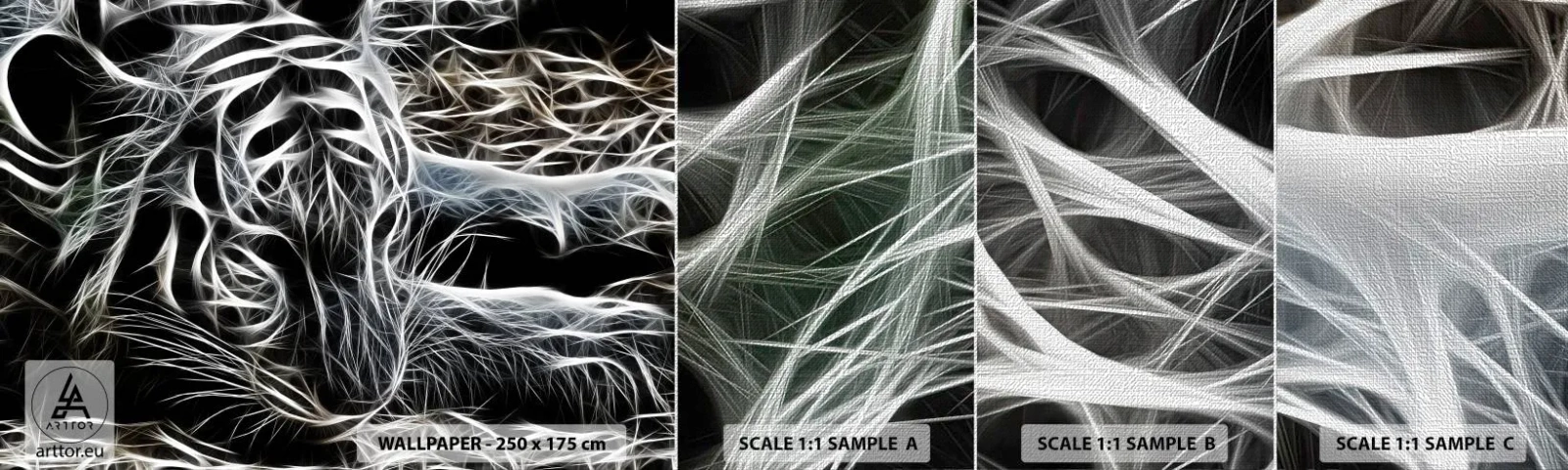 Provbit av fototapet Premium Canvas - En studie om kattens lätthet - Abstraktion, Tiger, Djur - 100x30 cm