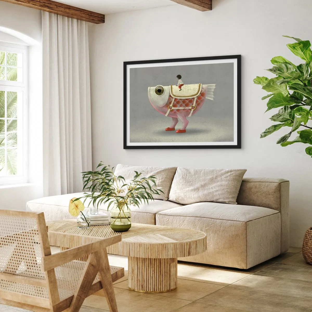 Affisch i svart ram - Fiskryttare - 70x50 cm
