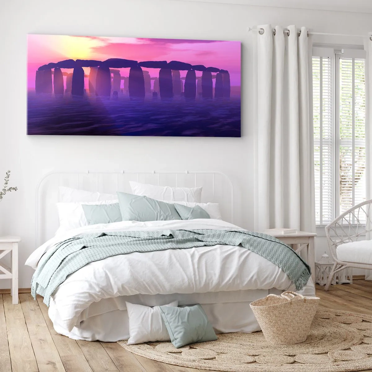 Canvastavla - Bild på duk - Gryningens hemlighet i dimma - 100x40 cm