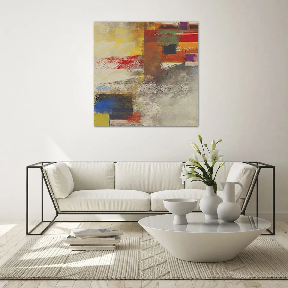 Glastavla - Bild på glas - Färgernas geometri - 30x30 cm