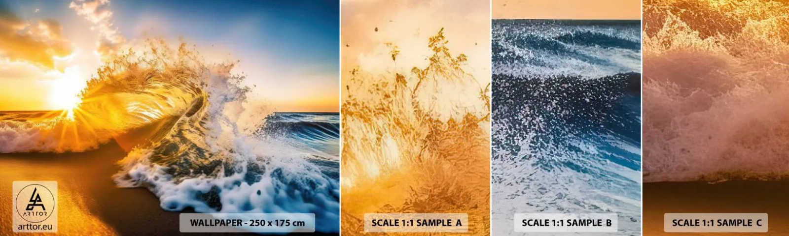 Fototapet Prov Standard Eco - Lek i sanden - Vinka, Hav, Vatten - 100x30 cm