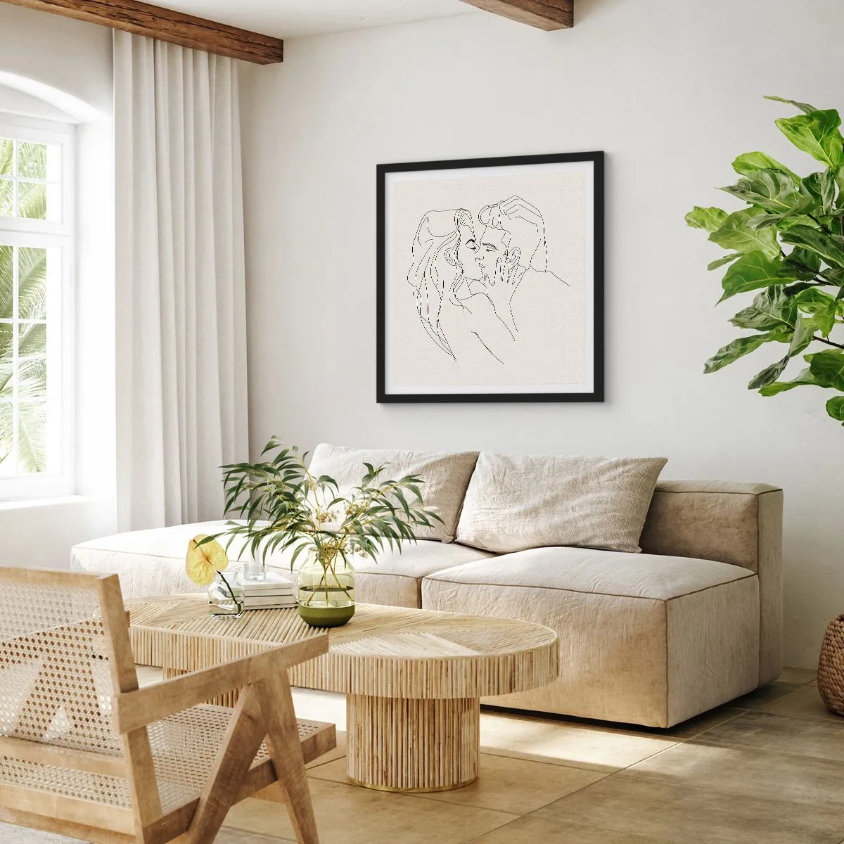 Affisch i svart ram - I kärlekens famn - 50x50 cm