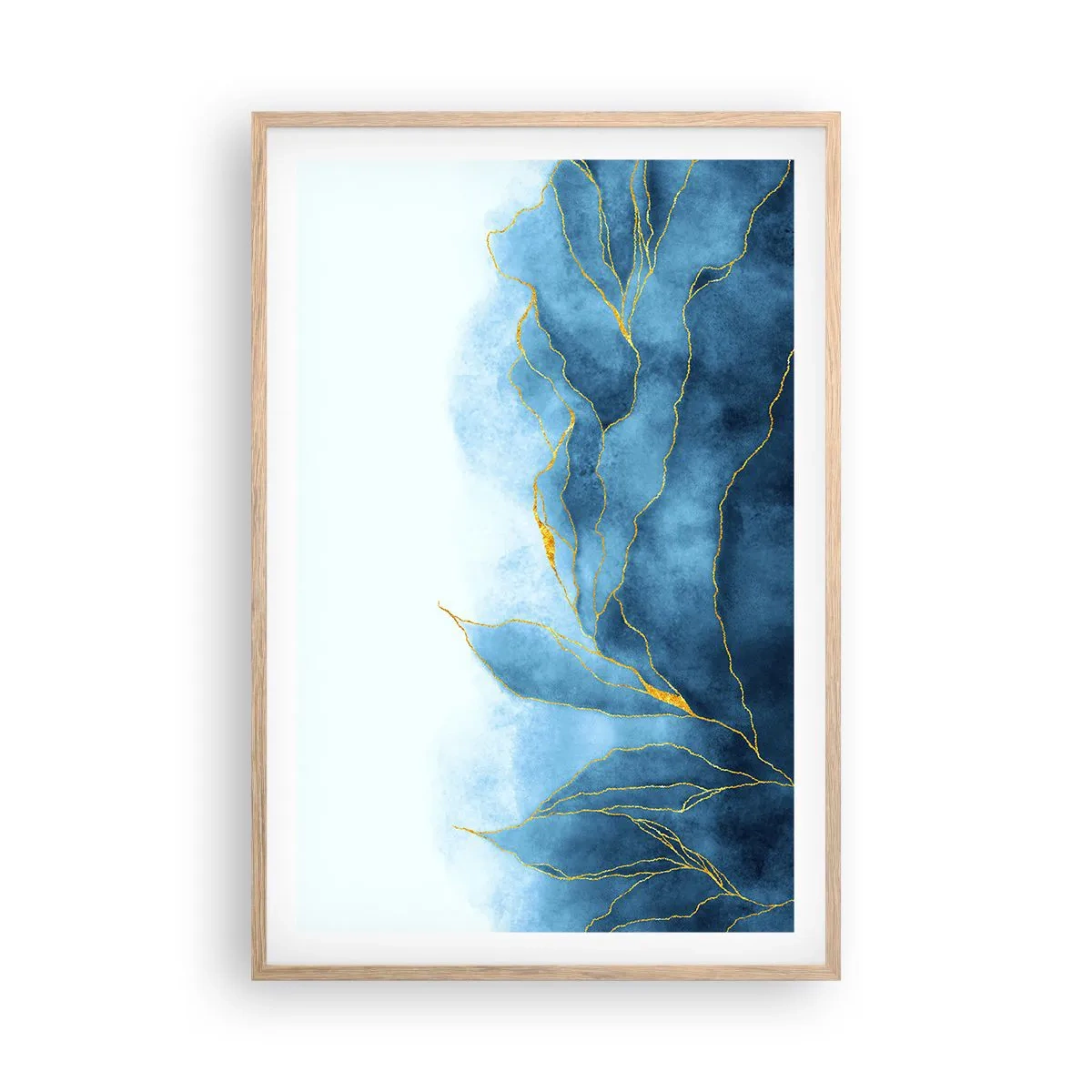 Affisch i ram av ljusek - Blått i guld - 61x91 cm