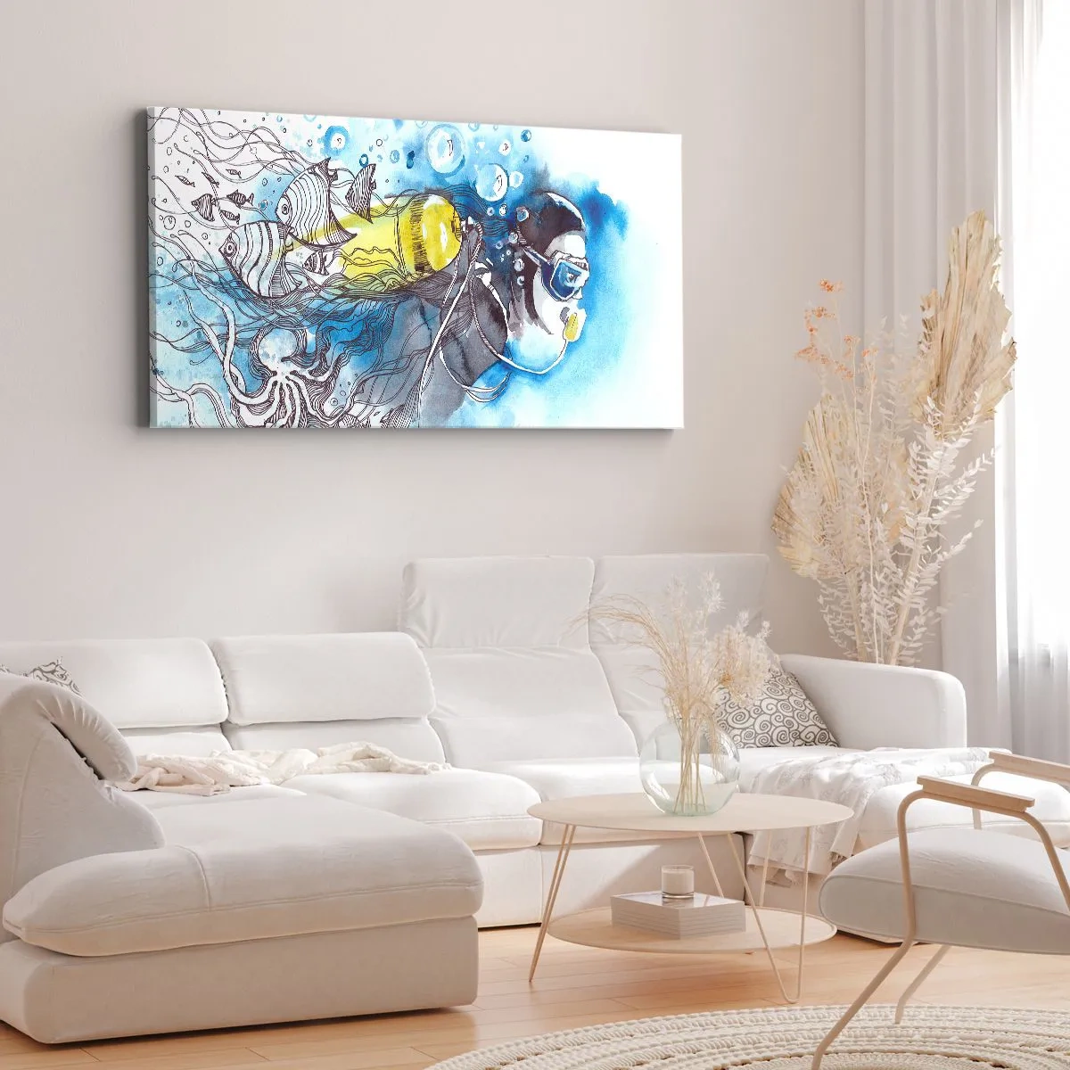 Canvastavla - Bild på duk - Det stora blåa - 120x50 cm