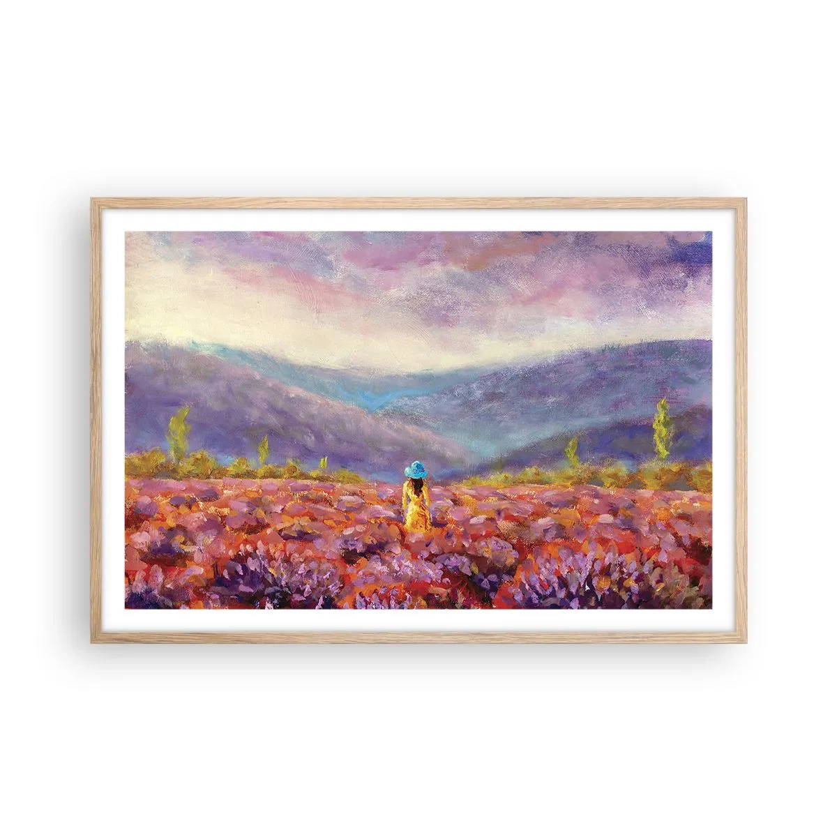 Affisch i ram av ljusek - I lavendelsvärld - 91x61 cm