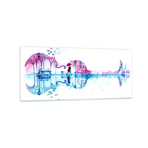 Glastavla - Bild på glas - Regnmusik - 120x50 cm