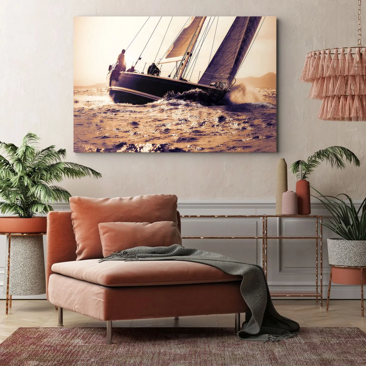 Canvastavla - Bild på duk - Segla seglaren - 100x70 cm