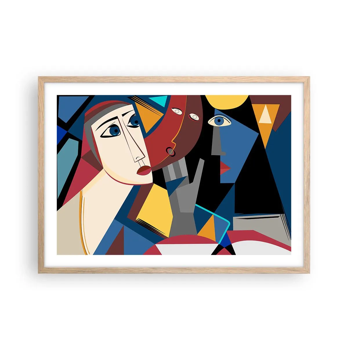 Affisch i ram av ljusek - Kubistiskt samtal - 70x50 cm
