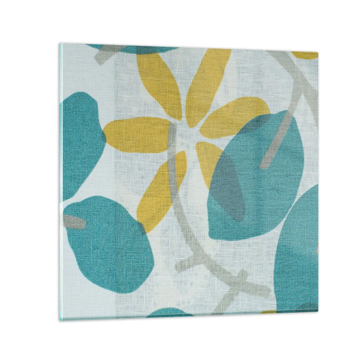 Glastavla - Bild på glas - Bland azurblå blad - 30x30 cm