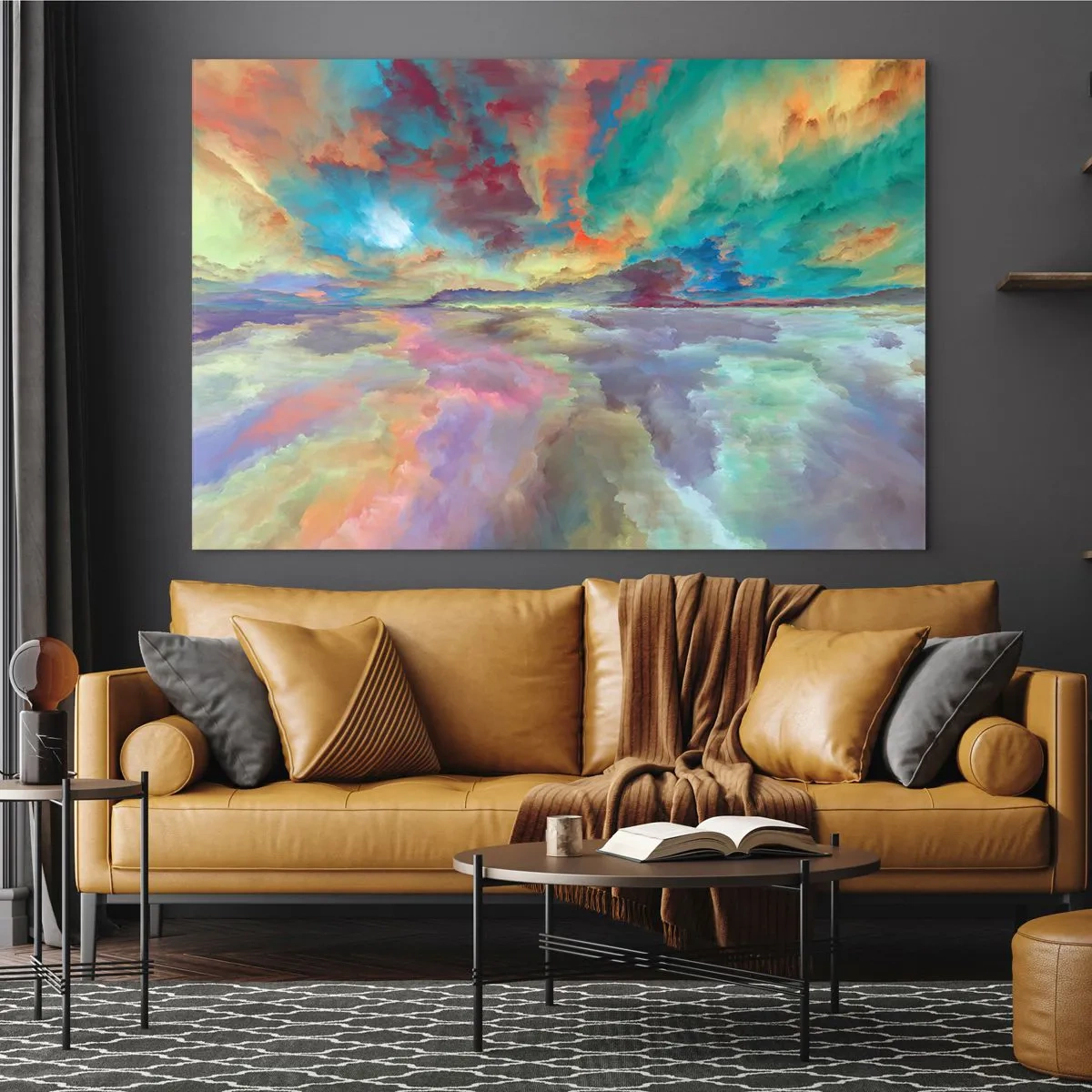 Glastavla - Bild på glas - Två himlar - 100x70 cm