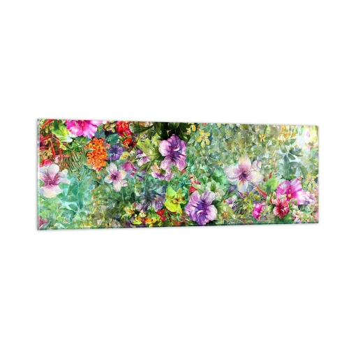 Glastavla - Bild på glas - Ta en dopp i blommorna - 90x30 cm