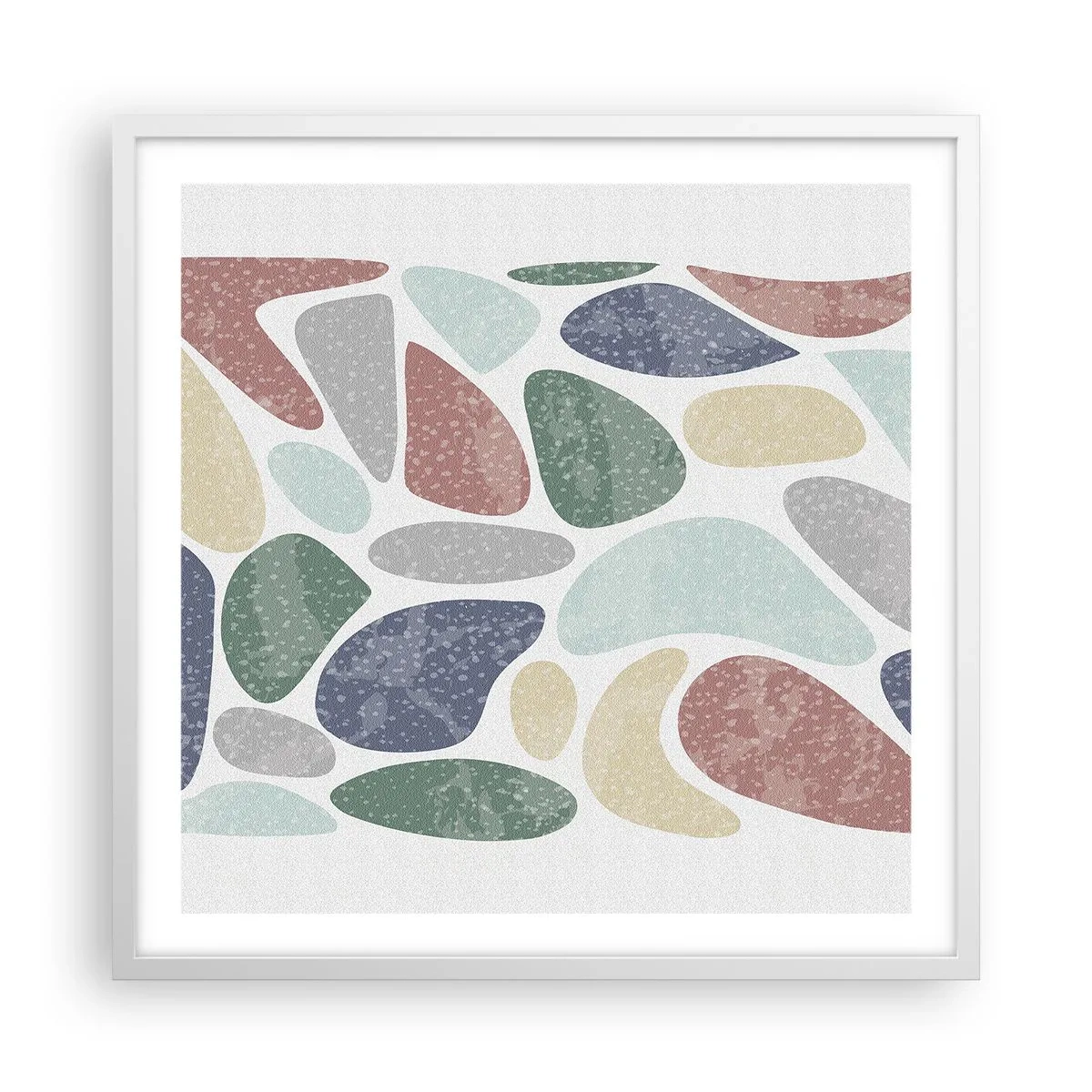 Affisch i vit ram - Mosaik av pulveriserade färger - 60x60 cm