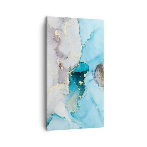 Canvastavla - Bild på duk - Studie över mötet mellan grå och turkos - 45x80 cm