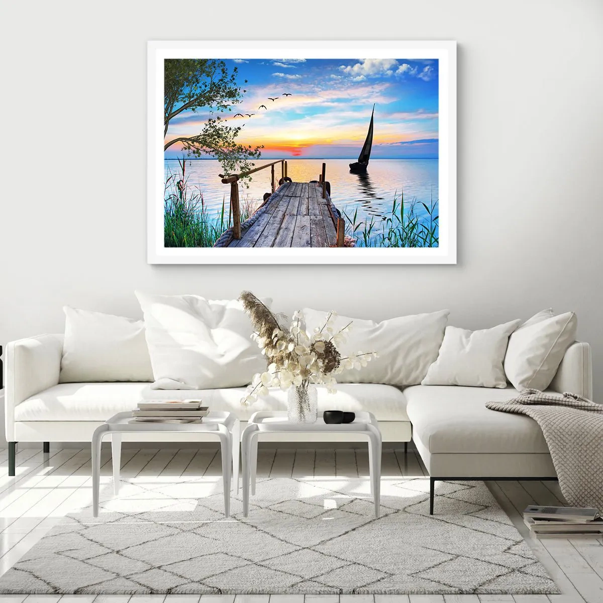 Affisch i vit ram - God kväll - 91x61 cm