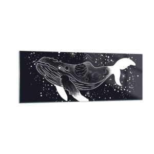 Glastavla - Bild på glas - I universumets hav - 140x50 cm