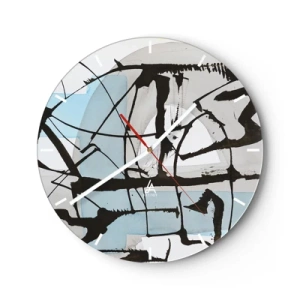 Väggklocka - Klocka på glas - Blått trots allt - 40x40 cm