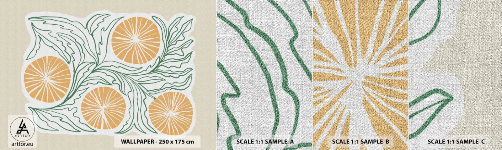 Provbit av fototapet Premium Canvas - Etniskt med en touch av abstraktion - Boho, Citron, Minimalism - 100x30 cm