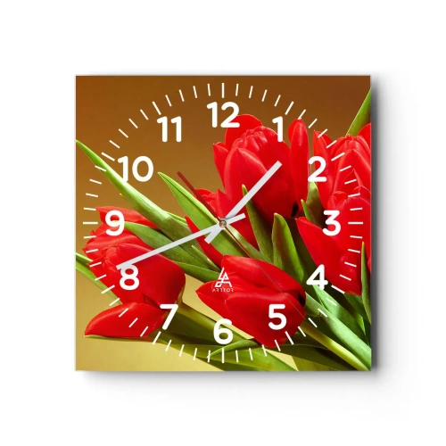Väggklocka - Klocka på glas - Vårglädje - 40x40 cm