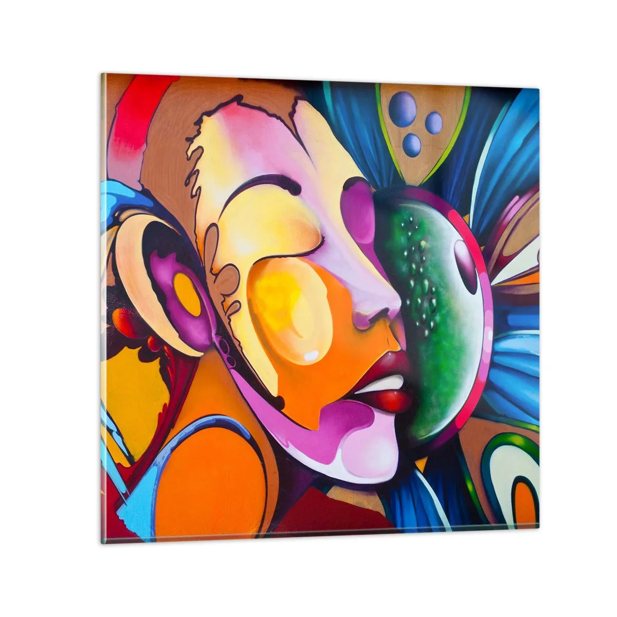 Glastavla - Bild på glas - Känna på med färg - 30x30 cm