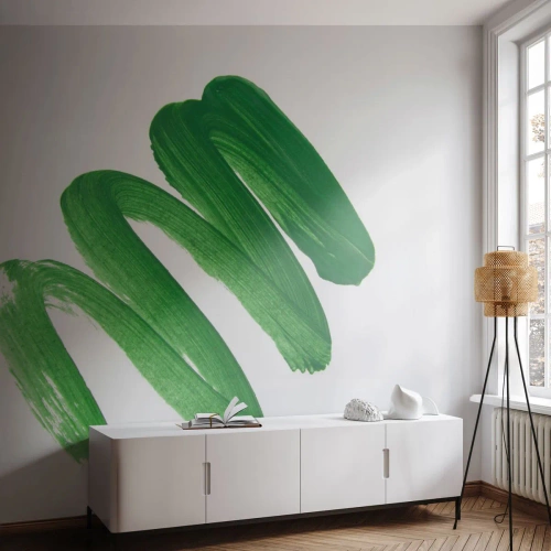 Fototapet Premium Canvas - Ett grönt skämt - Måla, Minimalism, Abstraktion - 150x105 cm