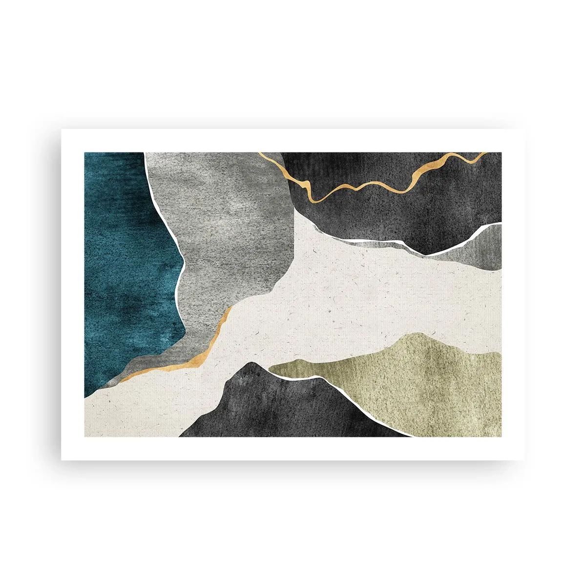 Affisch - Mosaikkomposition med en guldtråd - 70x50 cm