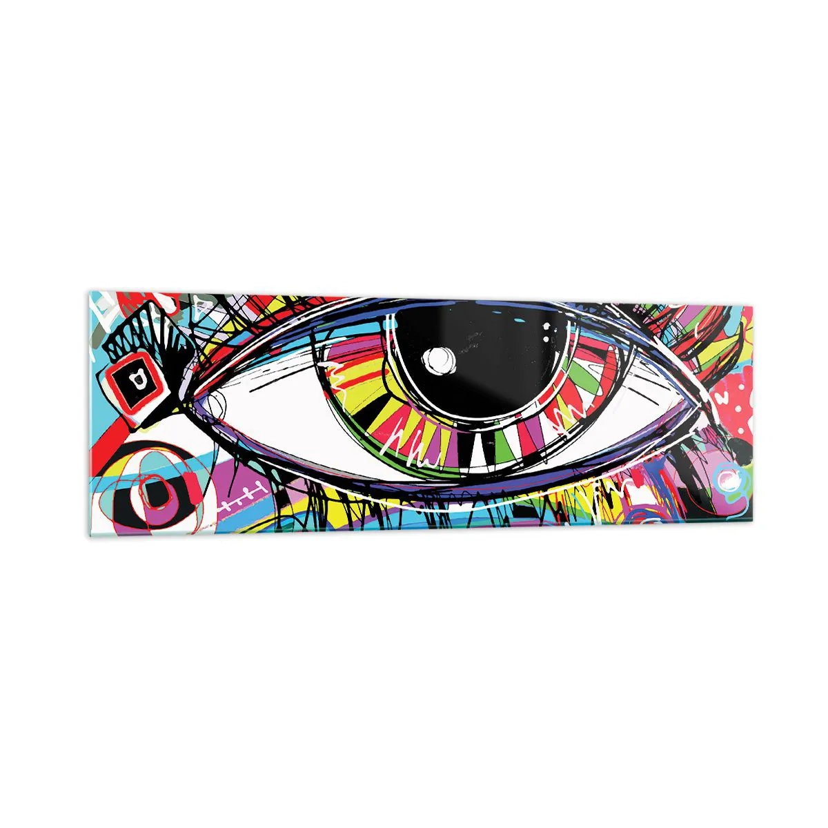 Glastavla - Bild på glas - Färgglatt öga - färgglad själ - 160x50 cm