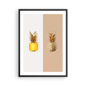 Affisch i svart ram - En minimalistisk komposition av två ananaser - 50x70cm - Ananas för oss - Modern väggdekoration för vardagsrum och sovrum ARTTOR
