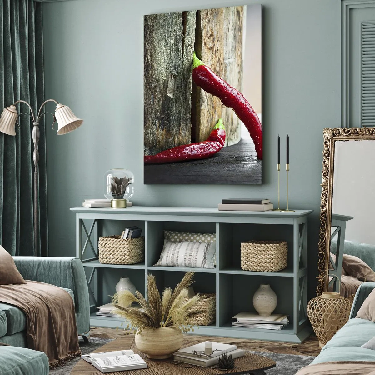 Canvastavla - Bild på duk - Red hot chili peppers - 65x120 cm