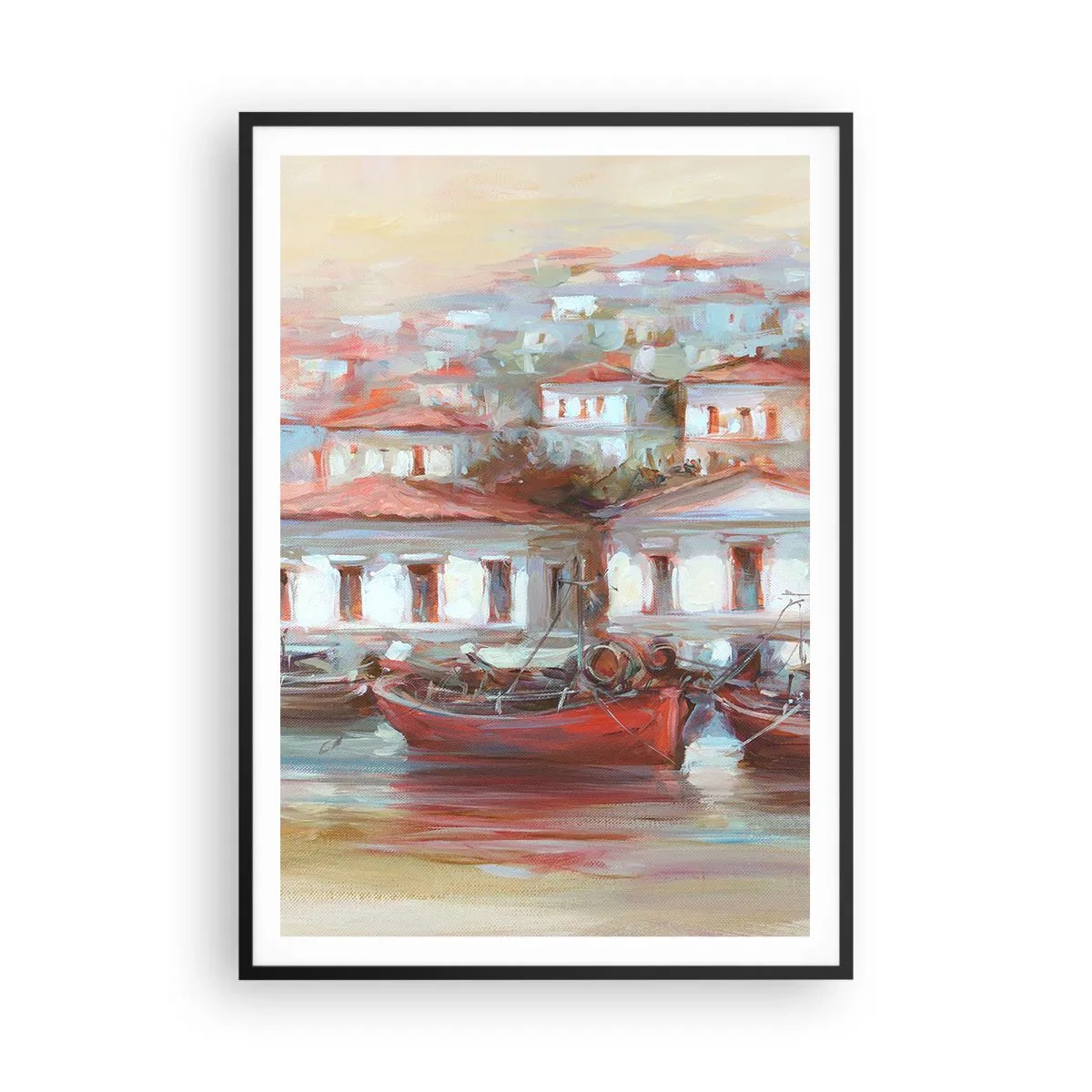 Affisch i svart ram - Lycklig stad - 70x100 cm