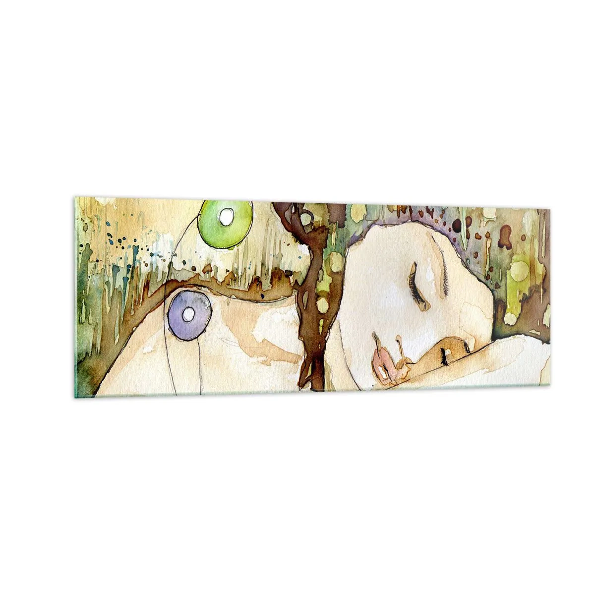 Glastavla - Bild på glas - Smaragd-viol dröm - 140x50 cm