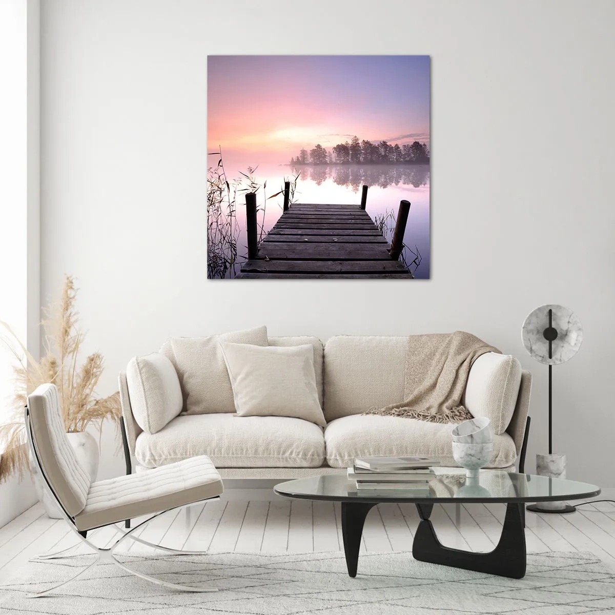 Glastavla - Bild på glas - Ur liljedimman... - 70x70 cm