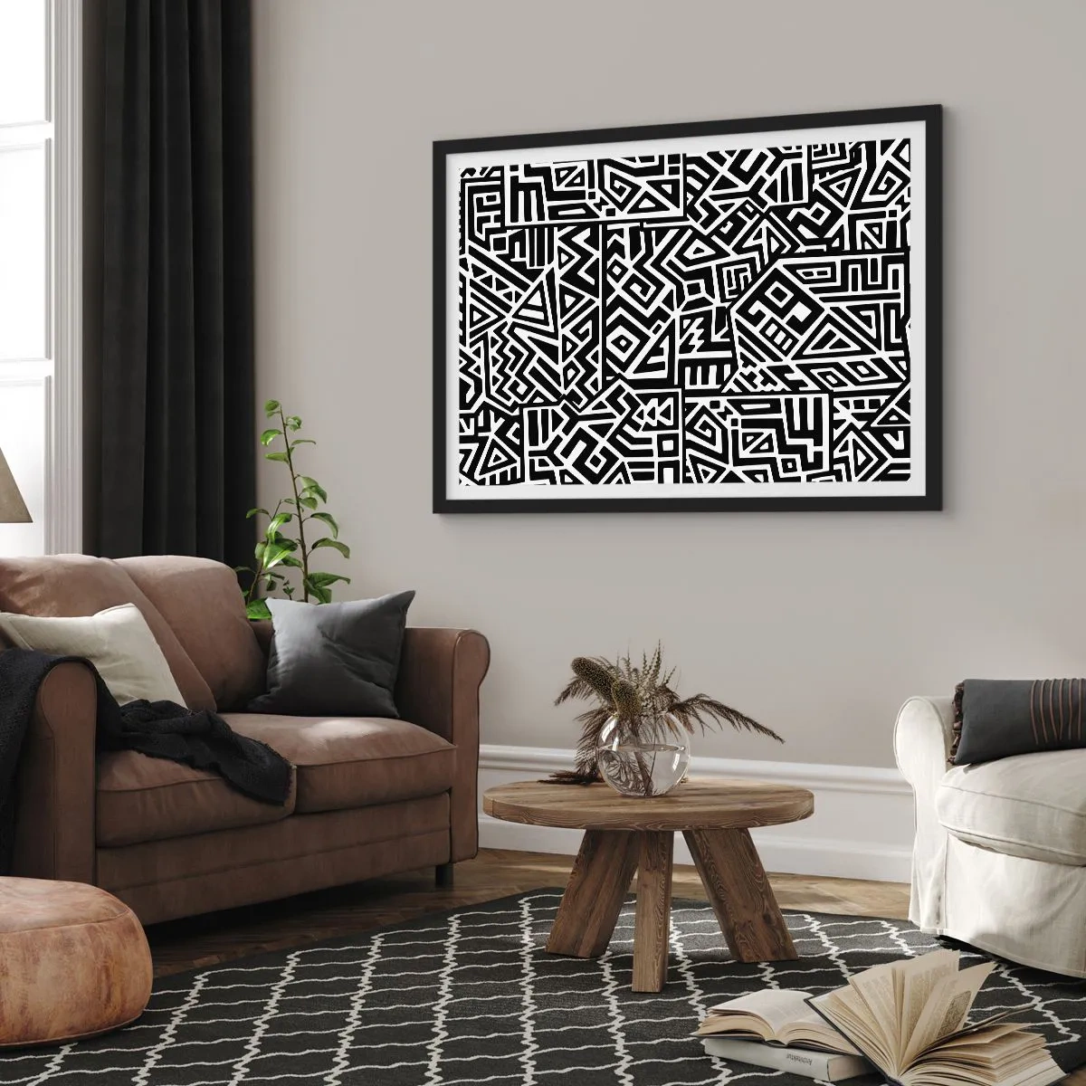 Affisch i svart ram - Prekolumbisk komposition - 70x50 cm