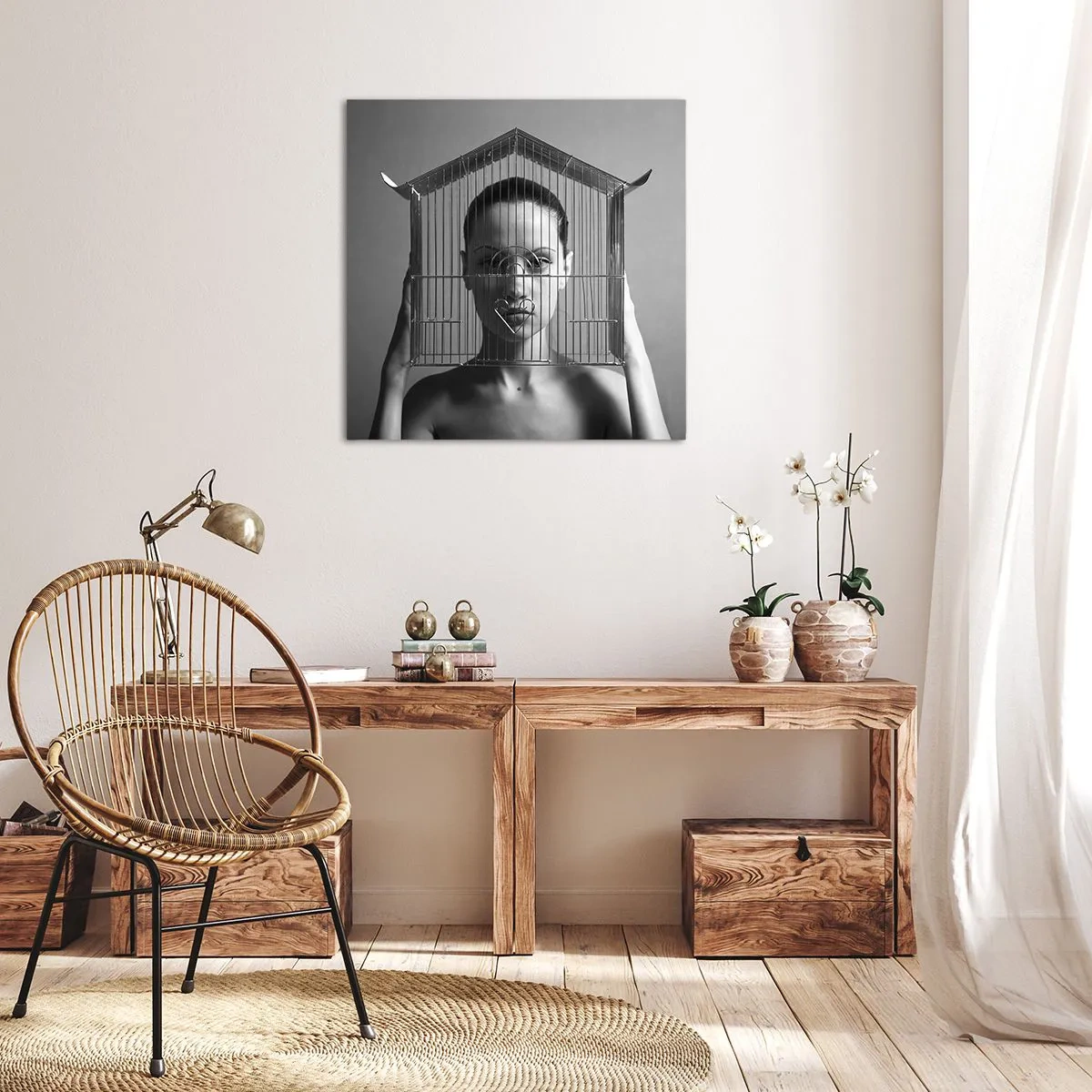 Canvastavla - Bild på duk - Något surrealistisk porträtt - 60x60 cm