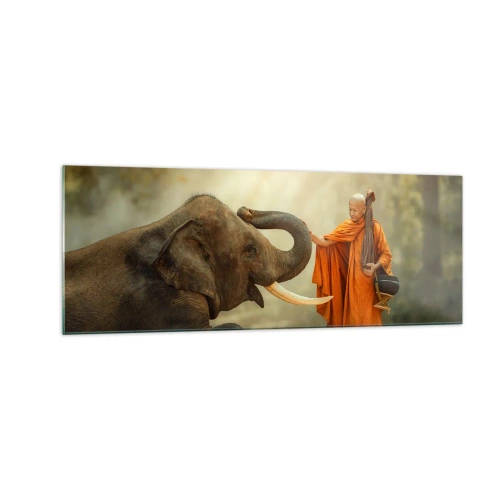 Glastavla - Bild på glas - Ett möte under resan - 140x50 cm