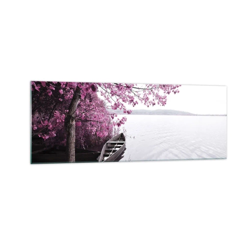 Glastavla - Bild på glas - I rosa tystnad - 140x50 cm