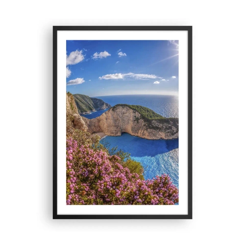 Affisch i svart ram - Navagiobukten på Zakynthos med klippor och hav - 50x70cm - Min stora grekiska semester - Modern väggdekoration för vardagsrum och sovrum ARTTOR