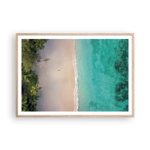 Affisch i ram av ljusek - En strand i paradiset - 100x70 cm