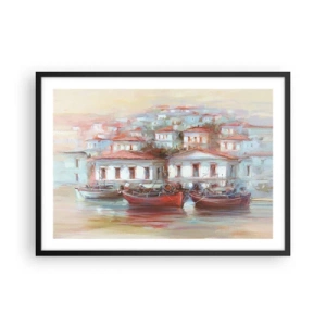 Affisch i svart ram - Lycklig stad - 70x50 cm