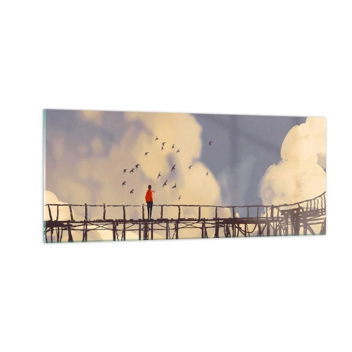 Glastavla - Bild på glas - Blå saknad - 100x40 cm
